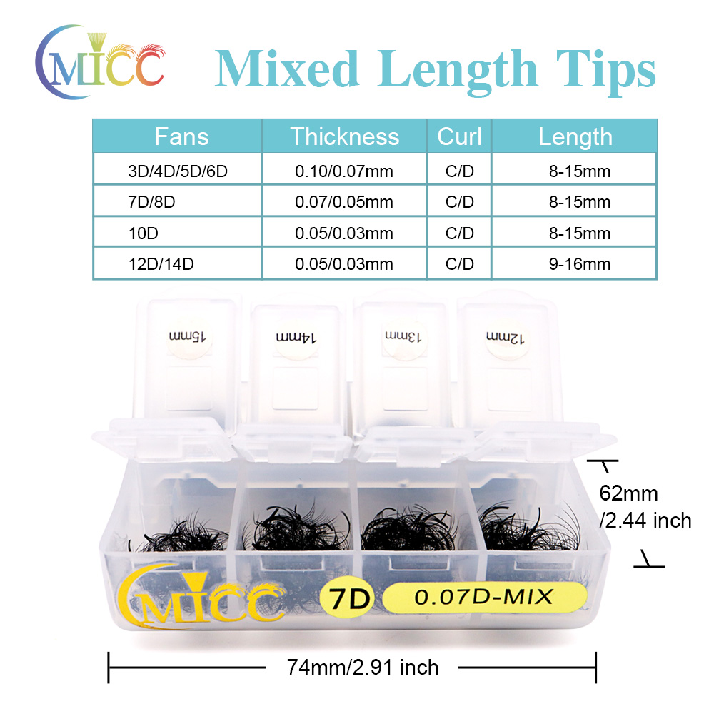 Cmicc 500/1000Fans Mixed Lengt - Eyelash Extension Medium recension och pris