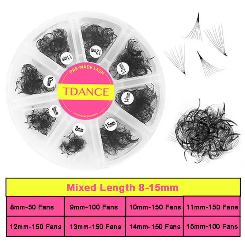 TDANCE 1000 Fans Loose Fan Mix - Eyelash Extension Medium recension och pris